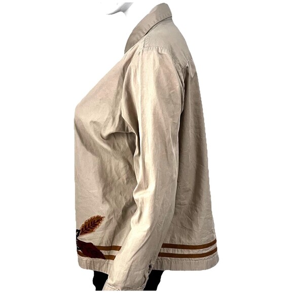 Vintage Bechamel Button Front Shirt Fall Leaves Embroidered Cotton Blouse XL EUC - Picture 2 of 6